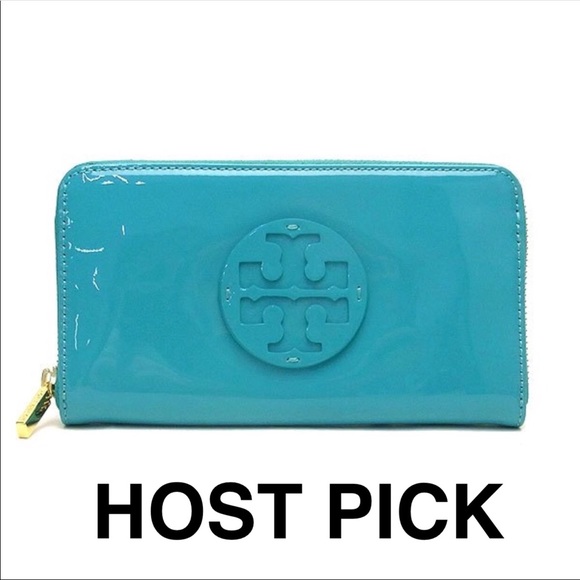 Tory Burch Handbags - Turquoise Tory Burch embossed Patent lux wallet